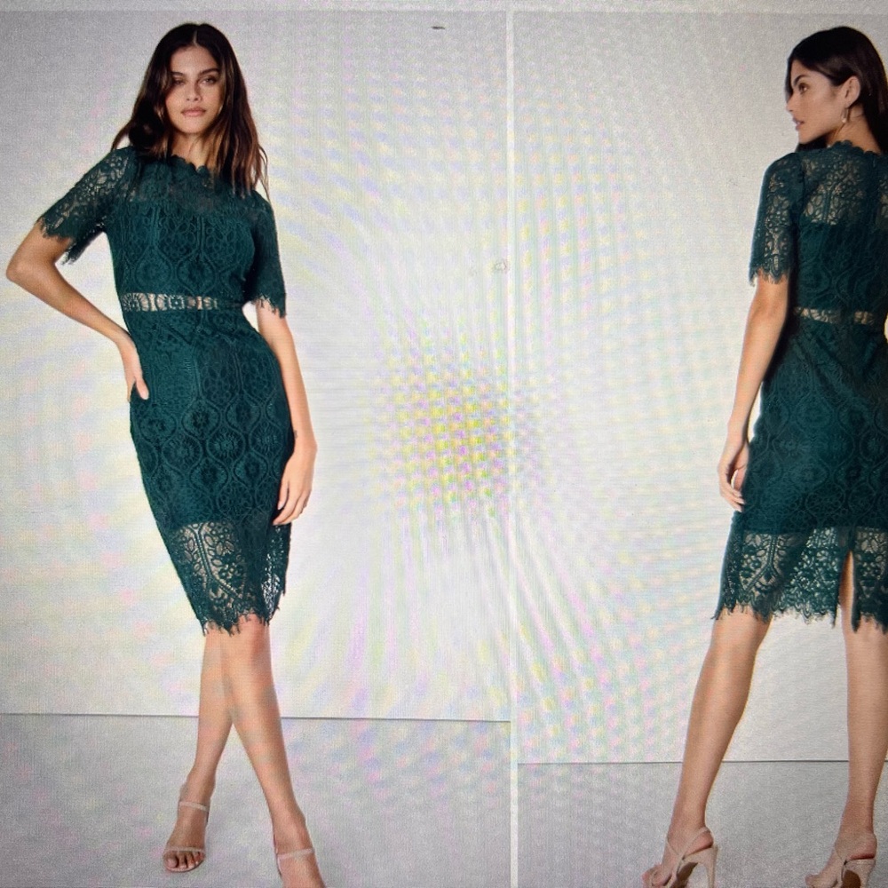 Lulus Remarkable Forest Green lace dress women’s size medium